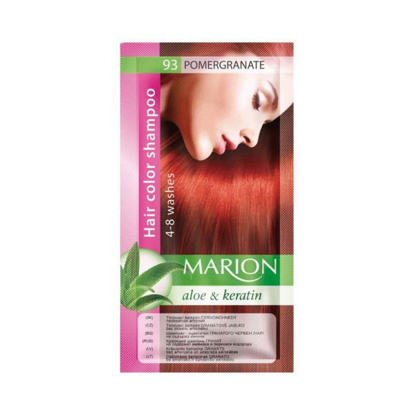 Marion Hair Dye Shampoo Bag Semi-Permanent Colour 4 to 8 Washes with Aloe and Keratin - 93 Pomergranate (Pack 6)