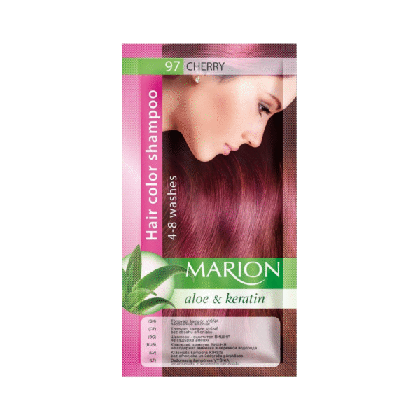 Marion Hair Dye Shampoo Bag Semi-Permanent Colour 4 to 8 Washes with Aloe and Keratin - 97 Cherry (Pack 6)