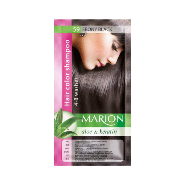 Marion Hair Dye Shampoo Bag Semi-Permanent Colour 4 to 8 Washes with Aloe and Keratin - 59 EBONY BLACK